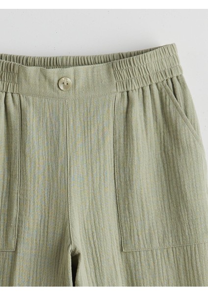 Yeni Sezon Beli Lastikli Muslin Kiz Cocuk Pantolon - S5G086Z4