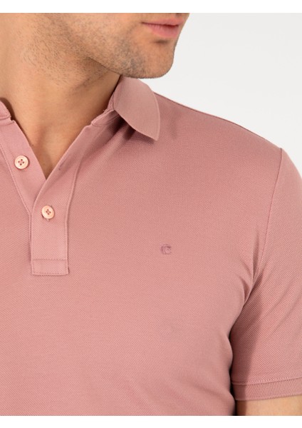 Erkek Pudra Polo Yaka Slim Fit Basic Merserize T-shirt 50265364-VR042