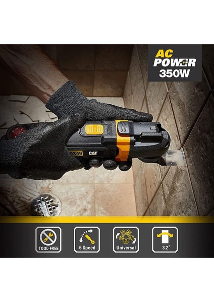 Cat DX49.1 350WATT Profesyonel Çok Amaçlı Devir Ayarlı Kesme Raspalama ve Zımpara + 14 Adet Aksesuar