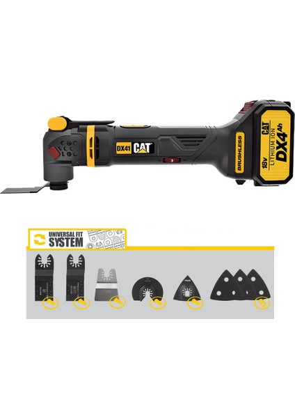 Cat DX41 18VOLT/4.0AH Li-Ion Tek Akülü Kömürsüz Profesyonel Çok Amaçlı Devir Ayarlı Raspalama+14 Adet Aksesuar