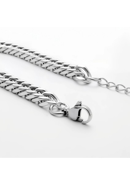 Çelik Bileklik Sık Örgü Zincir Model Titanyum 0.6 mm Genişlik 19 cm Gümüş Silver modelleri