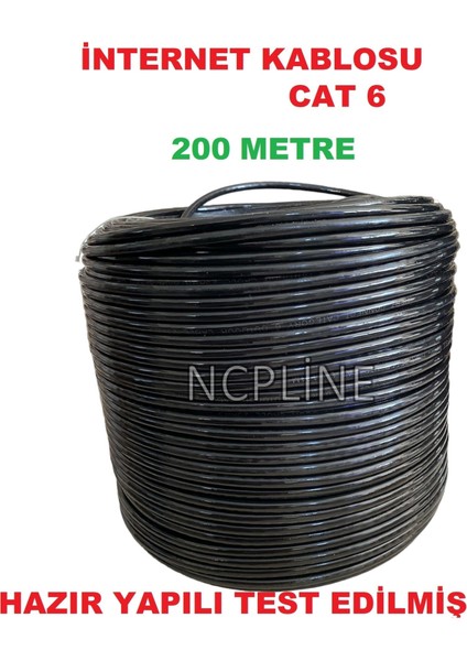 200 Metre Internet Kablosu Cat6 23AWG Utp Iki Kat Korumalı Ethernet Kablosu 200 Metre/iç Dış Mekan Uyumlu