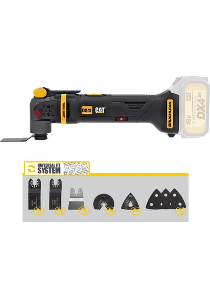 Cat DX41B 18VOLT Kömürsüz Profesyonel Çok Amaçlı Devir Ayarlı Raspalama+14 Adet Aksesuar (Akü Dahil Değildir)
