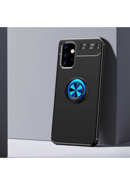 Samsung Galaxy A32 5g Kılıf Siyah-Mavi Draco Yüzüklü Silikon Orijinal Esnek Ince Geliştirilmiş Dayanıklı Darbe Karşıtı Koruyucu Yeni Nesil Tasarım (Samsung Galaxy A32 5g, Siyah-Mavi)