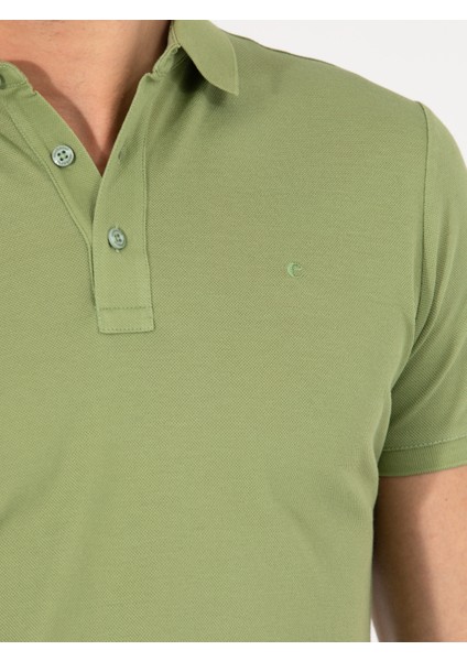 Erkek Açık Yeşil Polo Yaka Slim Fit Basic Merserize T-shirt 50265364-VR092