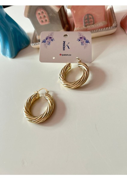 Gold Renk Kalın Halka Küpe – Orta Boy, Klips Kapama Küpe fiyatları