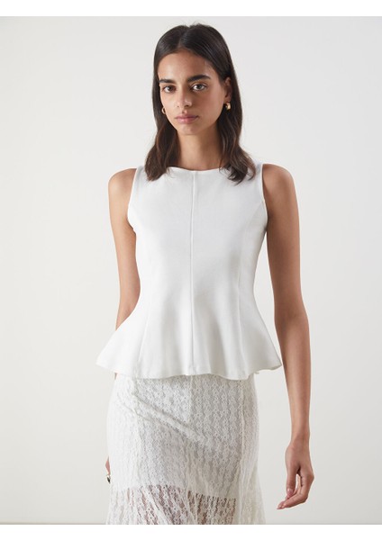 Yeni Sezon Kayik Yaka Peplum Bluz - S5OR43Z8