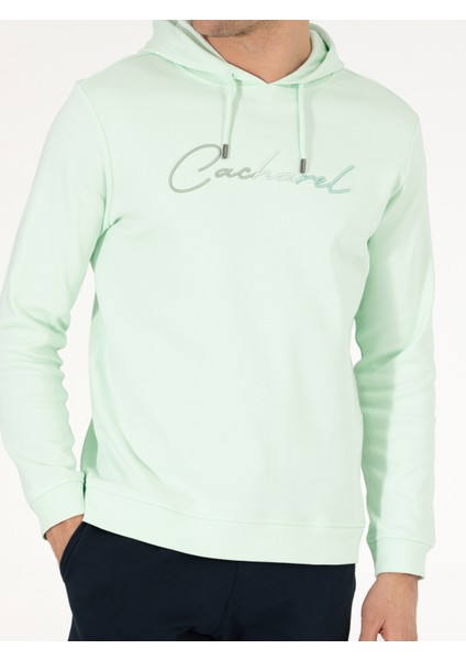 Erkek Mint %100 Pamuk Kapüşonlu Sweatshirt 50265562-VR090