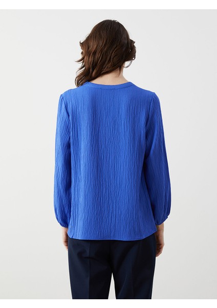 Yeni Sezon Baglamali Yaka Dokulu Oversize Kadin Bluz - S5FR12Z8