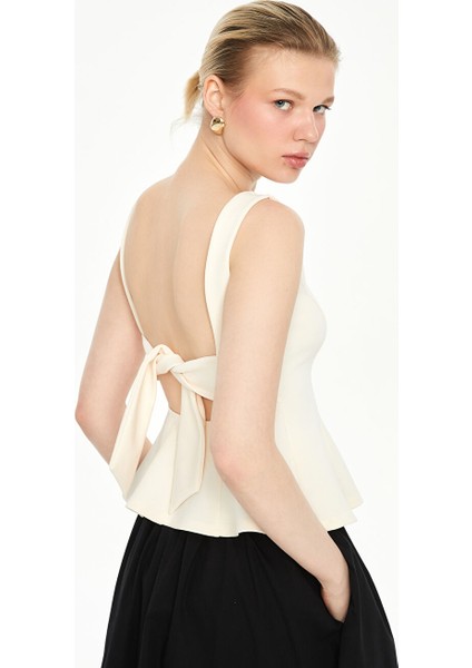 Yeni Sezon Kayik Yaka Peplum Bluz - S5OR45Z8
