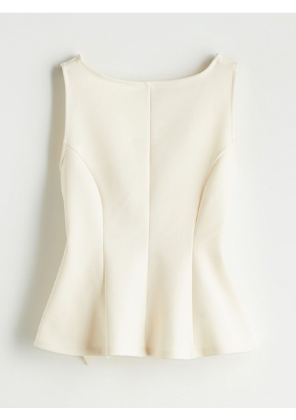 Yeni Sezon Kayik Yaka Peplum Bluz - S5OR45Z8