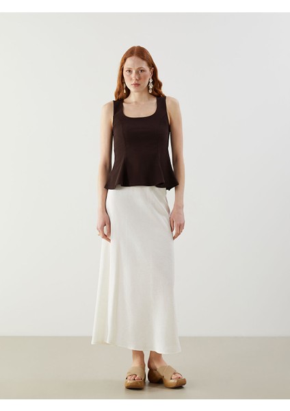 Yeni Sezon Kare Yaka Peplum Bluz - S5PA86Z8