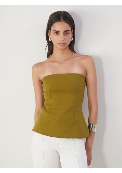 Yeni Sezon Straplez Yaka Peplum Bluz - S5PA96Z8