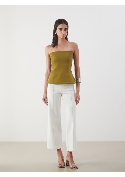 Yeni Sezon Straplez Yaka Peplum Bluz - S5PA96Z8