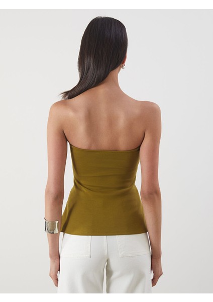 Yeni Sezon Straplez Yaka Peplum Bluz - S5PA96Z8