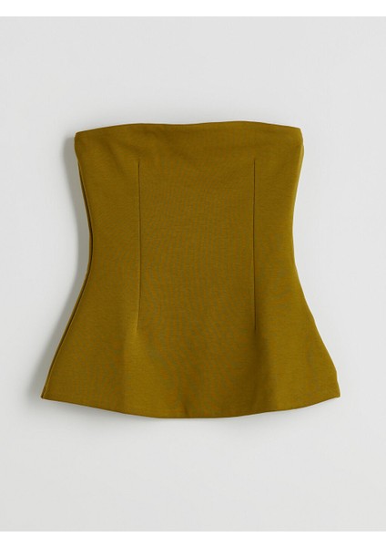 Yeni Sezon Straplez Yaka Peplum Bluz - S5PA96Z8