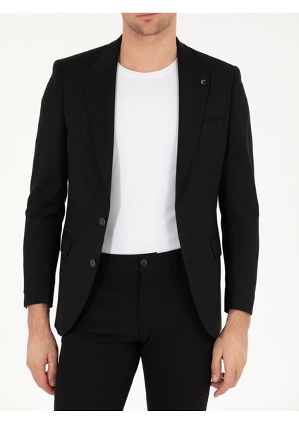 Erkek Siyah Slim Fit Yün Karışımlı Ceket 50264771-VR046 indirimleri