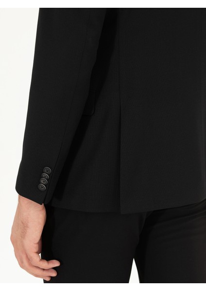 Erkek Siyah Slim Fit Yün Karışımlı Ceket 50264771-VR046