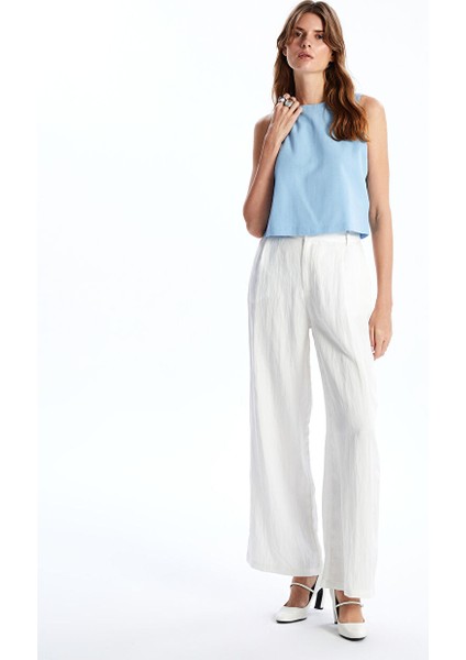 Yeni Sezon Bisiklet Yaka Duz Crop Kadin Bluz - S5JO16Z8