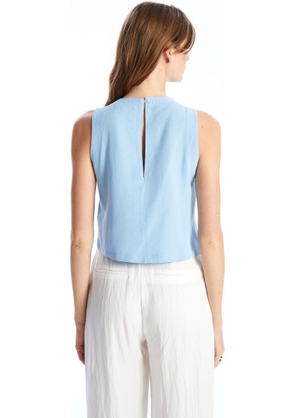 Yeni Sezon Bisiklet Yaka Duz Crop Kadin Bluz - S5JO16Z8