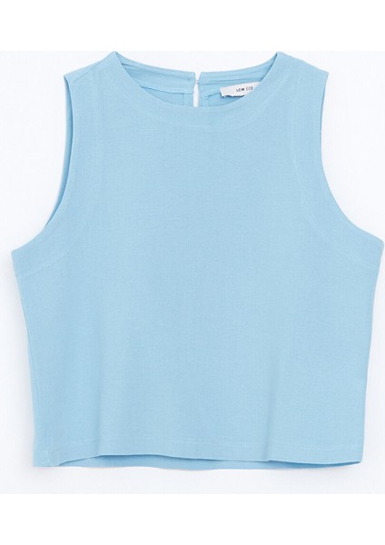 Yeni Sezon Bisiklet Yaka Duz Crop Kadin Bluz - S5JO16Z8