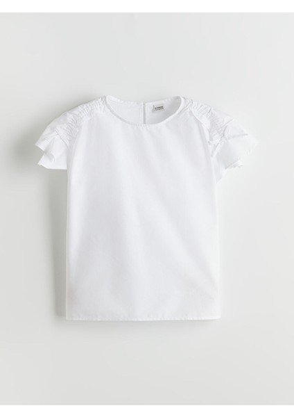 Yeni Sezon Bisiklet Yaka Fiyonk Detayli Kiz Cocuk Crop Bluz - S5L172Z4