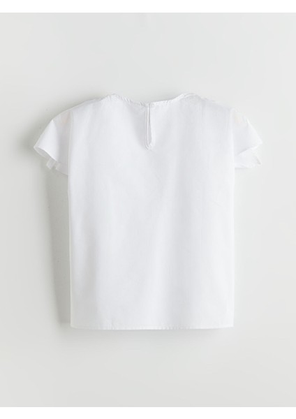 Yeni Sezon Bisiklet Yaka Fiyonk Detayli Kiz Cocuk Crop Bluz - S5L172Z4