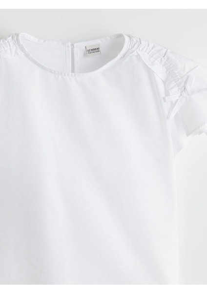 Yeni Sezon Bisiklet Yaka Fiyonk Detayli Kiz Cocuk Crop Bluz - S5L172Z4 modelleri