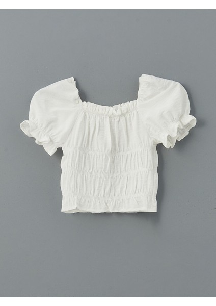 Yeni Sezon Kare Yaka Kiz Cocuk Crop Bluz - S5DM56Z4