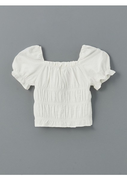 Yeni Sezon Kare Yaka Kiz Cocuk Crop Bluz - S5DM56Z4
