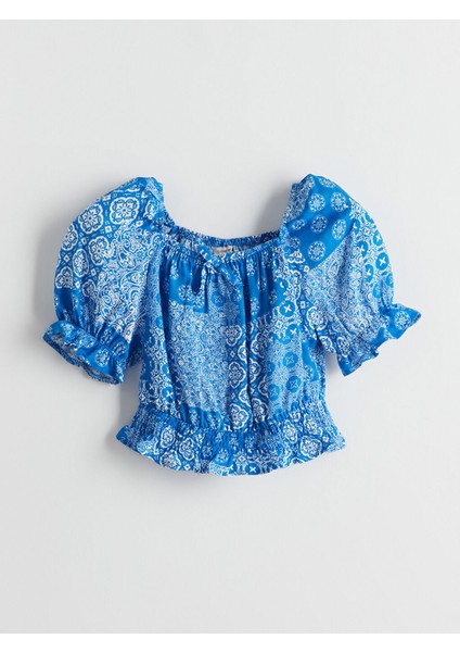 Yeni Sezon Kare Yaka Kiz Cocuk Crop Bluz - S5L174Z4