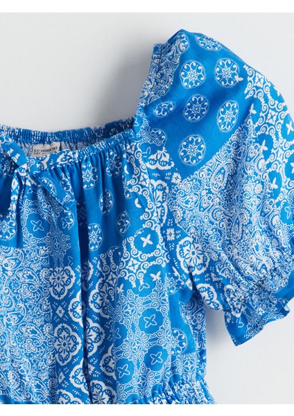 Yeni Sezon Kare Yaka Kiz Cocuk Crop Bluz - S5L174Z4