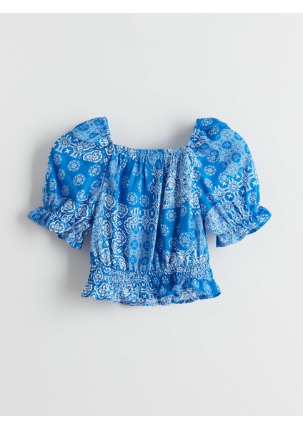 Yeni Sezon Kare Yaka Kiz Cocuk Crop Bluz - S5L174Z4