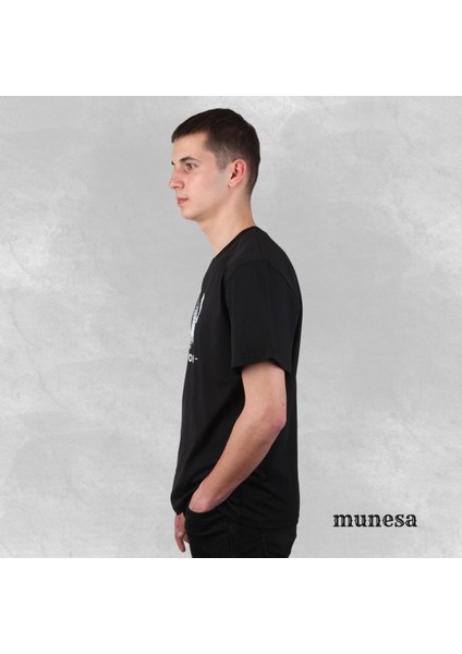 Yuvarlaka Yaka %100 Pamuk Kaplan Baskılı Siyah Erkek T-Shirt modelleri