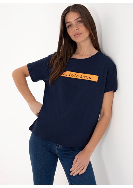 Bisiklet Yaka Lacivert Kadın T-Shirt Georgı