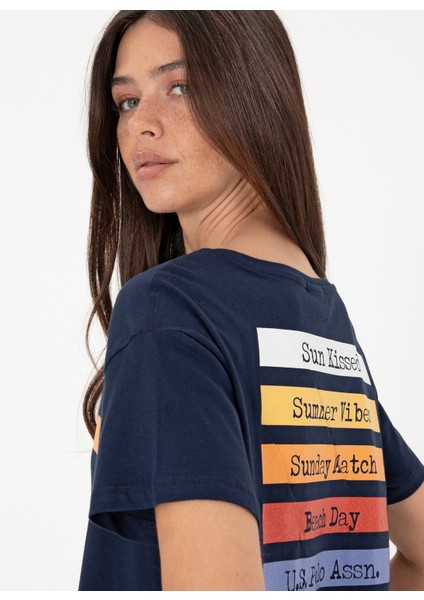 Bisiklet Yaka Lacivert Kadın T-Shirt Georgı fiyatları