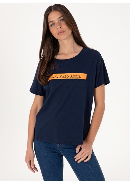 Bisiklet Yaka Lacivert Kadın T-Shirt Georgı modelleri