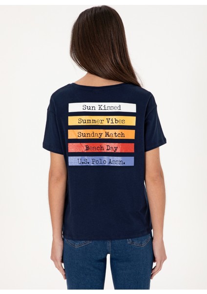 Bisiklet Yaka Lacivert Kadın T-Shirt Georgı indirimleri