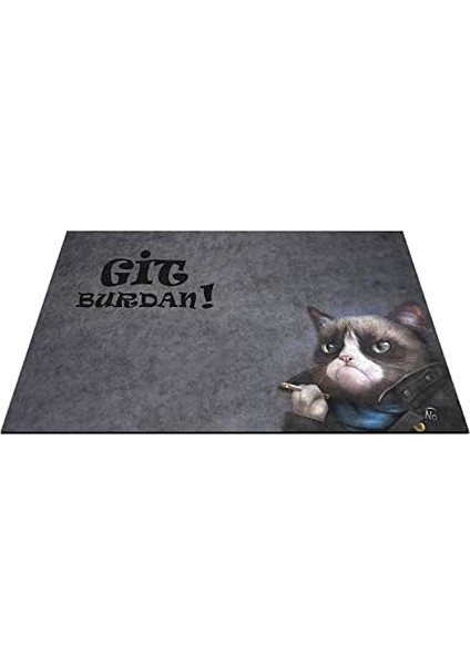 Tasarımlı Dekoratif Kapı Önü Paspas, Dış Mekan/ ev Içi/ banyo/ mutfak/ yatak Odası/ giriş Paspasları (Git Buradan Gri, 45X70)
