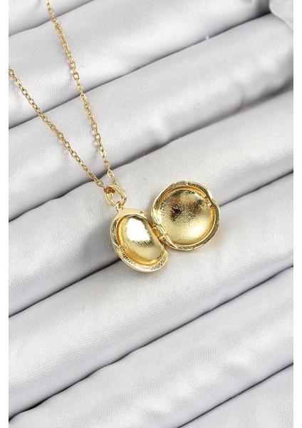 Çelik Zincir Açılabilir Sanatsal Vintage Çiçek Model Gold Renk Kadın Kolye
