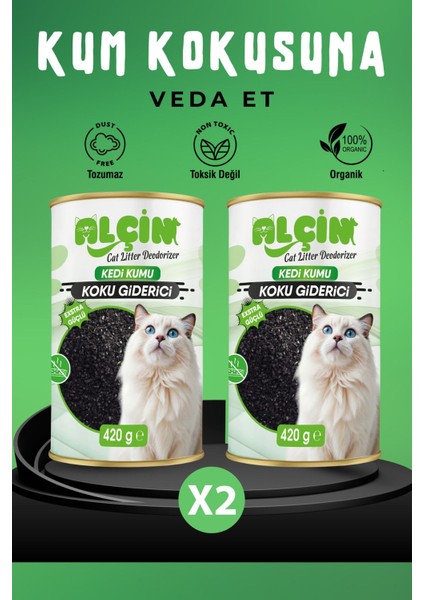 Kedi Kumu Koku Giderici 420 gr Kokonat Bazlı Doğal Karbon 2 Adet.