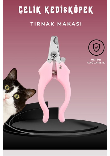 Çelik Kedi Köpek Tırnak Makası 12 cm Pembe