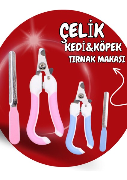 Çelik Uçlu Kedi Köpek Tırnak Makası ve Törpü Seti Evcil Hayvan Bakımında Güvenli ve Pratik