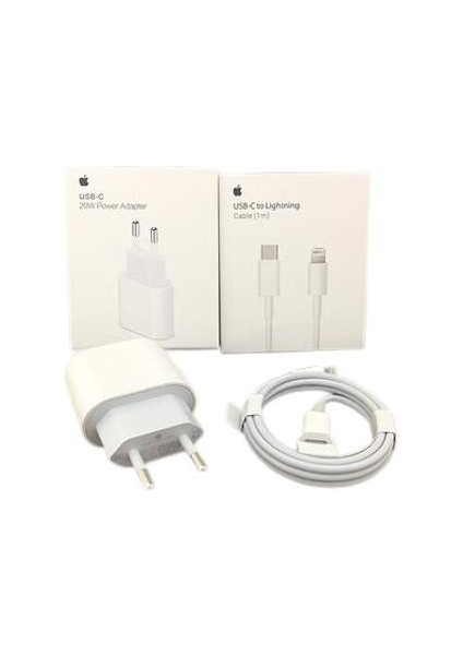 Apple iPhone Uyumlu 20W Hızlı Şarj Aleti Seti Usb-C MHJE3TU-A (Kablo Dahil)