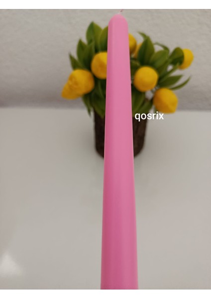 Pudra Pembe Şamdan Soya Mumu Soya Doğal Pudra Kokulu Uzun Çubuk Konik Dekoratif Mum 1 Adet