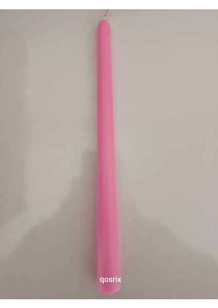 Pudra Pembe Şamdan Soya Mumu Soya Doğal Pudra Kokulu Uzun Çubuk Konik Dekoratif Mum 1 Adet