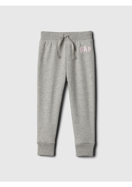 Kız Bebek Gri Gap Logo Fransız Havlu Kumaş Jogger Eşofman Altı