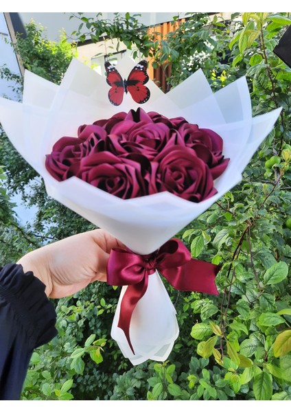 10 Lu Solmayan Gül Buketi Bordo Gül Dışı Beyaz fiyatları