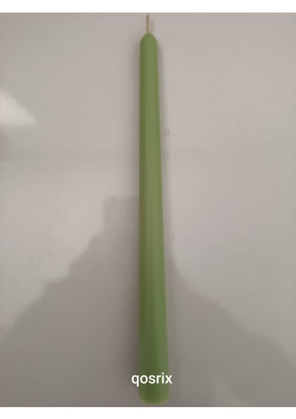 Açık Yeşil Şamdan Soya Mumu Doğal Vanilya Kokulu Uzun Çubuk Konik Mum Dekoratif 1 Adet