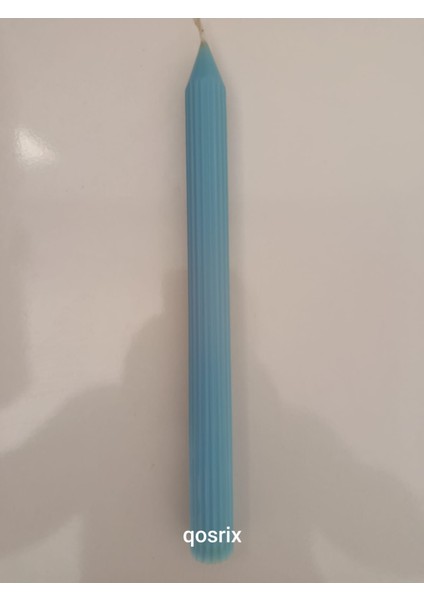 Açık Mavi Şamdan Soya Mumu Soya Doğal Pudra Kokulu Uzun Çubuk Konik Mum Dekoratif 1 Adet